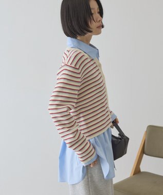 AMERICAN HOLIC マルチボーダーリブニットカーディガン Ivory