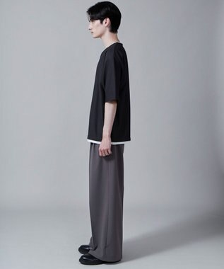 WEGO フェイクレイヤードキーネックT（S） ダークグレー