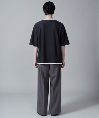 WEGO フェイクレイヤードキーネックT（S） ダークグレー