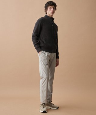 JOSEPH ABBOUD 【3シーズン活躍する綿ブレンド】コットンアクリルバルキー ジップニット ブルゾン ダークブラウン系