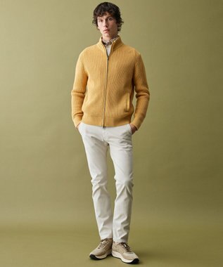 JOSEPH ABBOUD 【3シーズン活躍する綿ブレンド】コットンアクリルバルキー ジップニット ブルゾン ライトオレンジ系