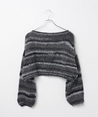 WEGO 段染めボーダーモヘアライクニット ブラック