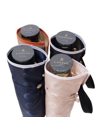 MOONBAT LANVIN en Bleu 折りたたみ傘 ジャカード×パイピング 簡単開閉 大きめ55cm ピンク