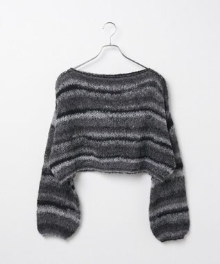 WEGO 段染めボーダーモヘアライクニット ブラック
