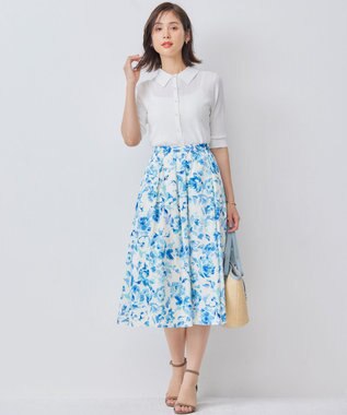 組曲 L 【WEB限定カラーあり】衿付きシアーニットポロ アイボリー系