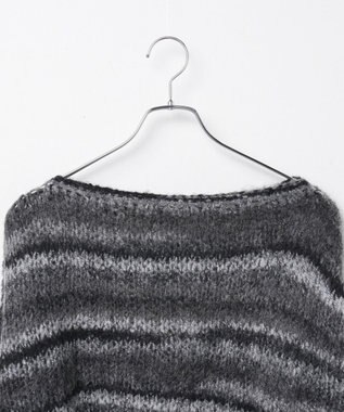 WEGO 段染めボーダーモヘアライクニット ブラック