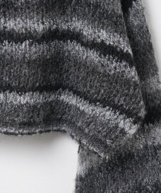 WEGO 段染めボーダーモヘアライクニット ブラック