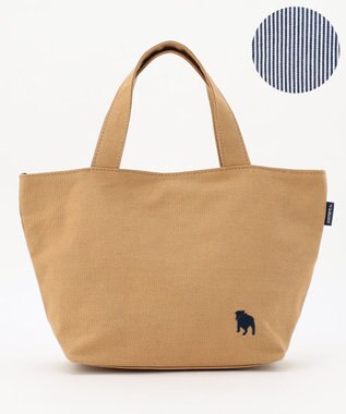 J.PRESS LADIES 【完全受注生産】ポーチ付き キャンバス ミニトートバッグ ベージュ×ストライプ系