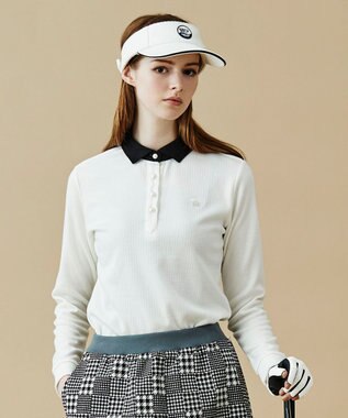 23区GOLF 【WOMEN】【日本製】クレリックカラー 長袖シャツ ホワイト系