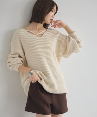 earth music&ecology 【毛玉防止 / 洗濯機洗い可】アンチピリングクロスネックルーズニット