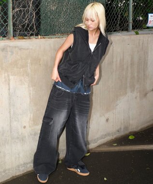 WEGO 【ユニセックス着用ITEM】ショートノースリーブZIPパーカー スミクロ