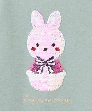 ANY KIDS 裏シャギーミラクルスパンコールトレーナー ミント（雪だるま×ウサギ）