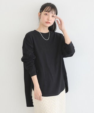 earth music&ecology ラウンドルーズロンＴ Black