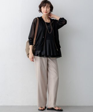 23区 【先行予約】シャイニーシアーニット ジップアップ パーカー ブラック系