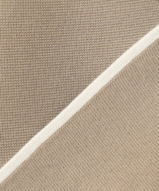 自由区 【洗える】ドライコットンハイゲージニット アウター ベージュ×ホワイト