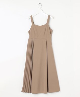 Feroux 【洗える】プリーツコンビ ジャンパースカート ベージュ系