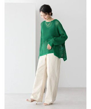 AMERICAN HOLIC 透かし編みメッシュニットプルオーバー Green