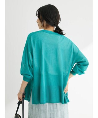 Green Parks 接触冷感Ｖネックカーデ Blue Green