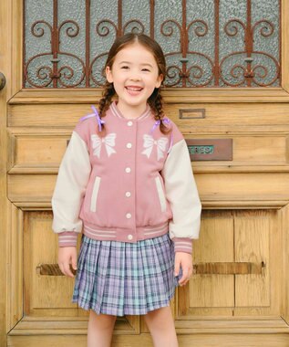 ANY KIDS ラメチェックプリーツスカパン ラベンダー系