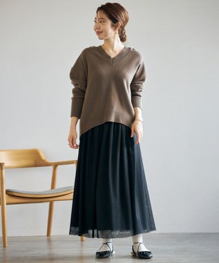 UNFILO ウールカシミヤ Vネックニット ブラウン