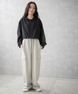WEGO 【ウエストゴム】スウェットカーゴパンツ 杢グレー