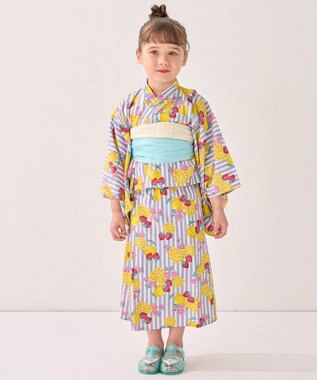 ANY KIDS 3WAY ロング丈 浴衣 セット フルーツ×ストライプ