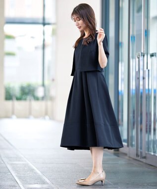 Tiaclasse 【洗える】ボレロ＆ワンピースセット ネイビー