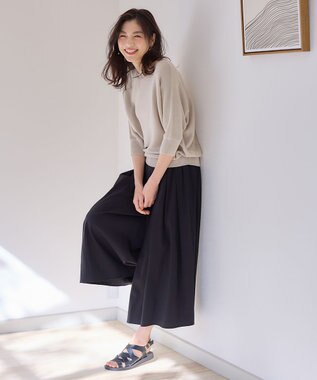 ANY L 【洗濯機可/UVカット】アクリルガータードルマンニット サンドベージュ