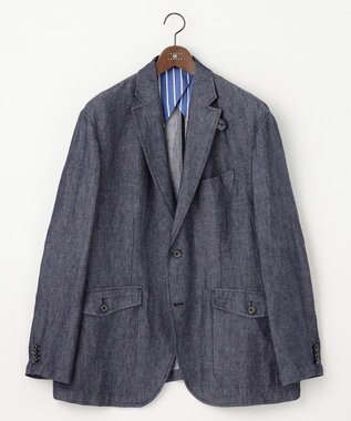 JOSEPH ABBOUD 【キングサイズ・JAPANファブリック/セットアップ/清涼】LINEN DENIM ジャケット ネイビー系