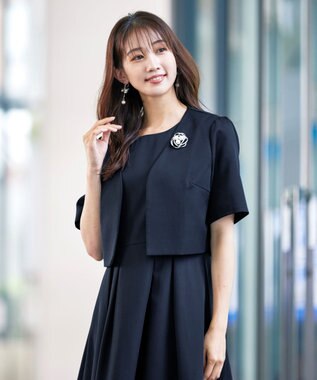 Tiaclasse 【洗える】ボレロ＆ワンピースセット ネイビー