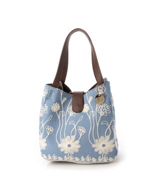 UNBILLION cachecache 花刺繍トートバッグM ブルー