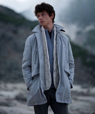 JOSEPH ABBOUD 【イタリア糸使用/軽く暖かい/多色展開】 ラムウールケーブル柄ハーフZIPプルオーバー サックスブルー系