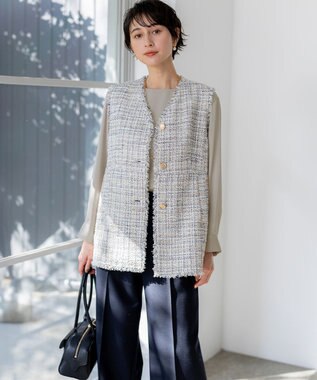 23区 【先行予約】GIOLICAツイード フォルム ジレ アイボリーミックス