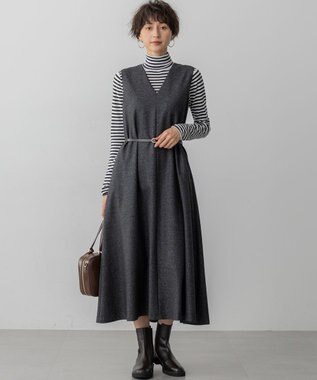 23区 S 【CLASSY.掲載/洗える】スムージーコットン タートルネック ニット オフ×チャコール系