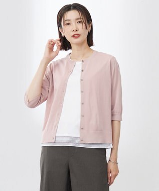 【洗える・抗菌防臭】COTTON ACETATE DRY クルーネック カーディガン