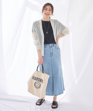 ANY L メッシュＶネックニットカーディガン エクリュ