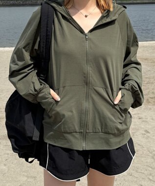 WEGO 【UVカット/吸水速乾】ラッシュガードパーカー カーキ