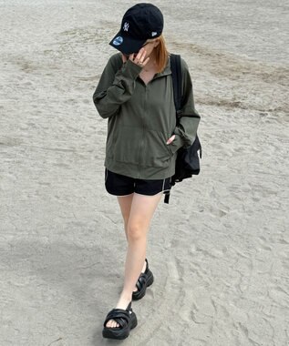 WEGO 【UVカット/吸水速乾】ラッシュガードパーカー カーキ