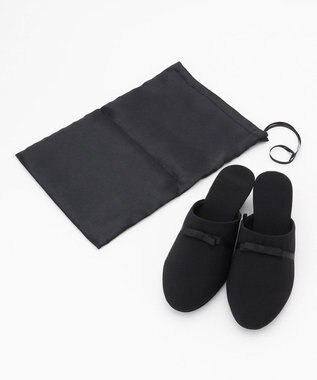 ANY SIS 【巾着付き】リボンヒール スリッパ ブラック