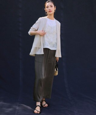 23区 L 【好評につき追加生産/洗える】リボンエンブロイダリー キャミソール ベージュ系