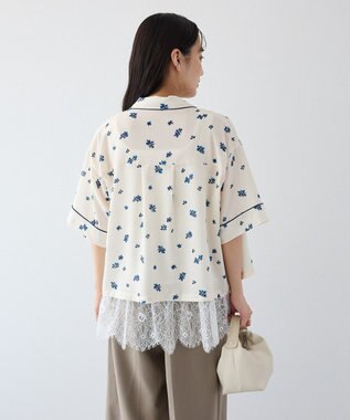 CRAFT STANDARD BOUTIQUE ボタニカルプリントオープンカラーシャツ Ivory