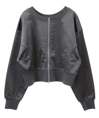 Green Parks サテンボンディングＺｉｐカーディガン Gray