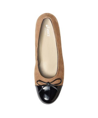 ASICS WALKING ペダラ レディース 2E 2.0cmヒール キャメル(起毛)×ブラック(エナメル)