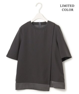 ICB 【新色追加・接触冷感・UVケア・速乾・洗える】 FluidBackSatin Tブラウス チャコール系［WEB限定］