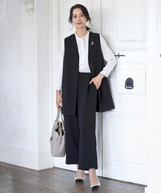 J.PRESS LADIES S 【WEB限定カラーあり・洗える】セラテリーダブルクロス ジレ ブラック系