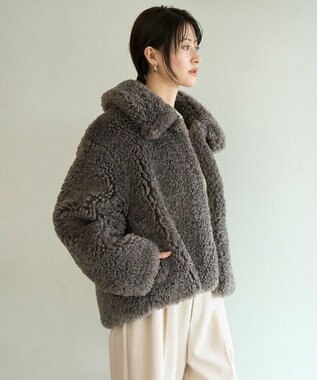 UNFILO エコファー ステンカラーコート モカ