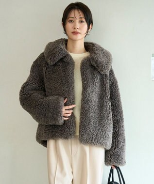 UNFILO エコファー ステンカラーコート モカ