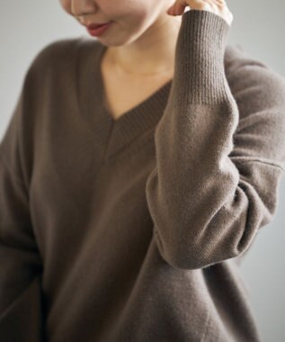 UNFILO ウールカシミヤ Vネックニット ブラウン