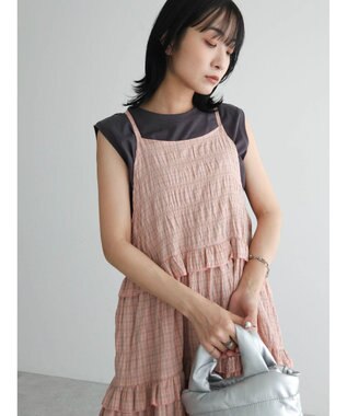 Green Parks ・Ｐｅｔｉｔ　Ｆｌｅｕｒ　チェックティアードキャミワンピ Pink