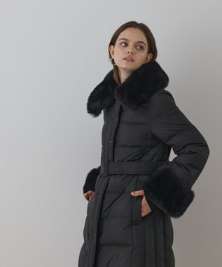 GRACE CONTINENTAL ファーカラーロングダウン ブラック